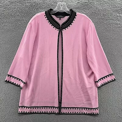 Ming Wang Cardigan Women Plus Size 1X Pink 3/4 Sleeve Knit Career Sweater Jacket • $59.99