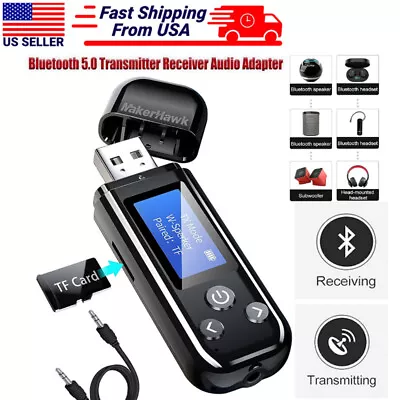 USB Wireless Bluetooth 5.0 Transmitter Receiver For Car Music Audio Aux Adapter • $13.29