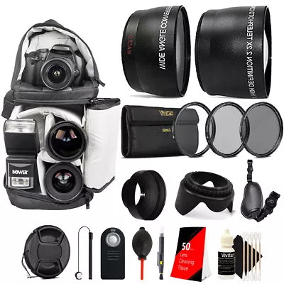 58mm Complete Accessory Kit For Canon EOS Rebel T6i T6 T7i  SL2 SL3 T100 • $59.99