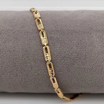 9ct Yellow Gold Hollow Fancy Link Bracelet 3.3gm 19.5cm Preloved • $249