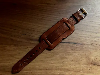 20mm Handmade Brown Leather WW1 WW2 Military Army Trench Watch Bund Strap Band • $20