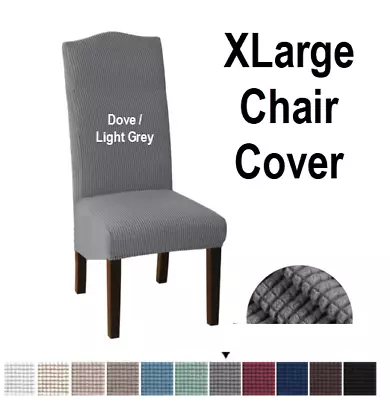 XL Dining ChairCover 4/6/8 Dove/LtGrey Stretch LargeSize ThickFabric Slipcover • $54.99