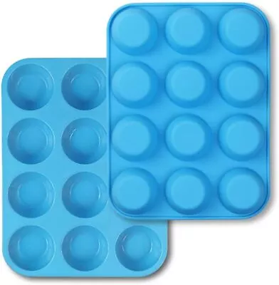 2 Pack 12 Cups Silicone Muffin Top Pans Round Baking Pan For Muffin Cakes Tart • $13