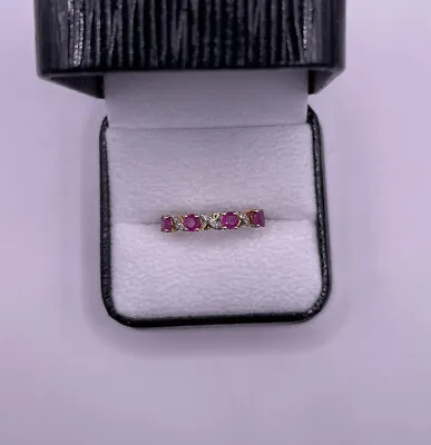 9ct Yellow Gold Hallmarked Ruby And Diamond Ring EdwardsJewellers • £120