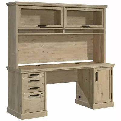 Sauder Mason Peak 72  Engineered Wood And Glass Hutch In Prime Oak • $433.93