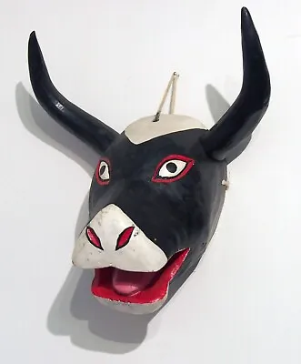 Vintage Mexican Mixtec Dance Mask Danza De Los Tejorones Toro Bull Oaxaca Mexico • $124.99
