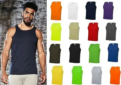 Just Cool Gym Sports Vest Men Polyester Summer/sports/gym/performance Tank Top • £6.45