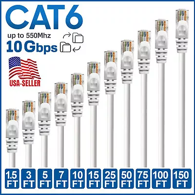 CAT 6 RJ45 Ethernet Cable Lan Network CAT6 Internet Xbox White Patch Cord LOT • $8.29