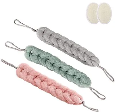 3 Pack Long Bath Loofahs Stretchable Braided Mesh Exfoliating Loofah Back Scrubb • $23.85