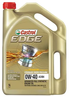 $86.95 • Buy Castrol EDGE 0W-40 A3 B4 Engine Oil 5L 3383431