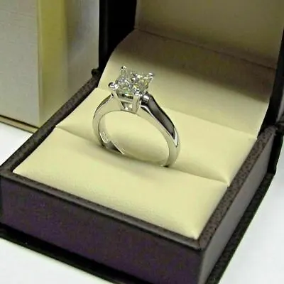 £70.56 • Buy 2 Ct Princess Cut Solitaire Diamond Engagement Ring 14k White Gold Over Size J-T
