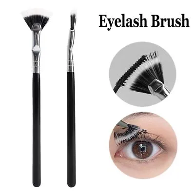 Fine Mascara Fan Brush Wooden Handle Fan-shaped Eyelash Brush  For Women • £2.92