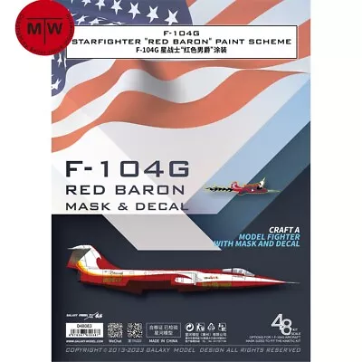 1/48 F-104G Starfighter Red Baron Color Separation Mask Decal For Kinetic K48083 • $20.50