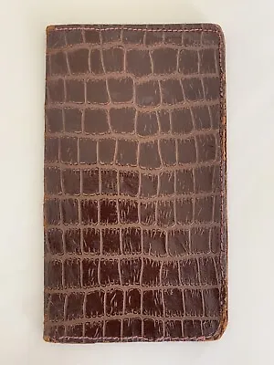 Vtg Alligator Calf Skin Leather Long Wallet Breast Pocket Bi-fold Billfold Brown • $19.95