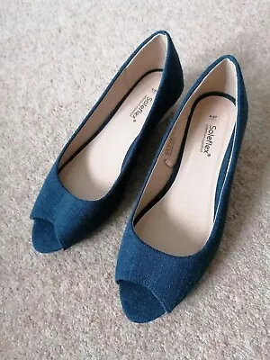 £5.99 • Buy Matalan Shoes Wedge Sole Blue Canvas Size 4 Eu 37