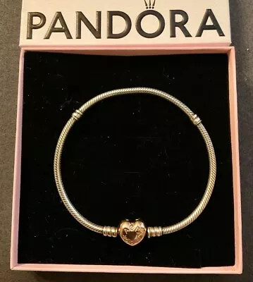 Pandora Charm Bracelet 100% Genuine In Silver With Gold.new In Box Rrp £80. • £42.50