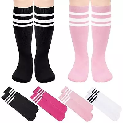  Kids Toddler Soccer Socks Boys Girls 3-6 Years 4pairs-white+black+pink+rose • $22.69