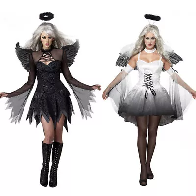 Halloween Cosplay  Costume Vampire Witch Dark Angel Bat Adult Dark Bat Plus Size • $39.16