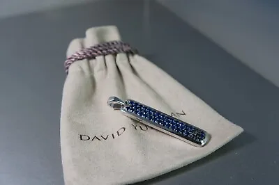DAVID YURMAN Blue Sapphire Studded 925 Silver Dog Tag Solid 2  Unisex Pendant • $488