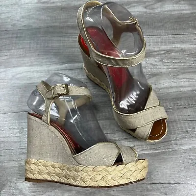 $99 • Buy Paloma Barcelo Espadrille Sandals Wedge Heels Size 8