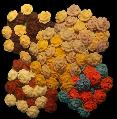 24 Edible 3D 30mm Roses Flowers Cupcake Cake Toppers Decorations Many Colours • £6.49