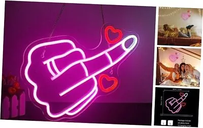 Neon Sign Pink Led Neon Signs For Wall Decor Nail Hand Light Up Signs Gesture • $44.04