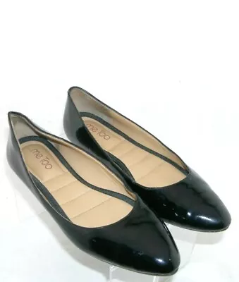 Me Too Aimee Black Patent Leather Almond Toe Slip On Ballet Flats 10M • $18