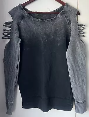 Outer Vision Womens Distressed Acid Wash Jumper - Small  • £7