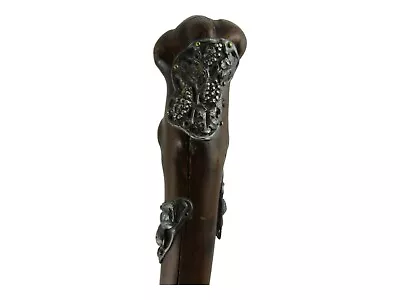 Vintage Antique Carved Wood Knob With Plates Swagger Knob Walking Stick Cane • $54.99