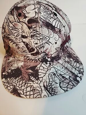 Miami Ink Tattoo Company Stretch Fitted Hat Cap Embroidered Dragon M B&w • $24.99