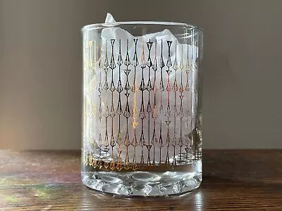 Vintage MCM Gold Patterned Old Fashioned Cocktail Glass Barware Gift • $18