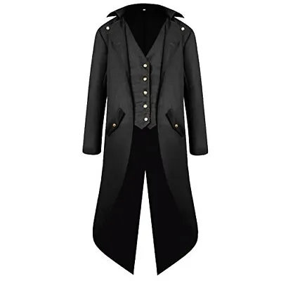 H&ZY Men's Steampunk Vintage Tailcoat Jacket Gothic Victorian Frock Coat Unif... • $42.97