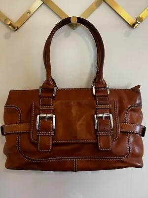 Vintage Michael Kors Brookville Brown Leather Handbag Satchel • $38.99