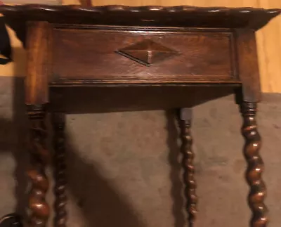 £85 • Buy Antique Oak End Table Bedside Lamp Table Wine Table