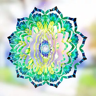 VP Home Emerald Mandala Wind Spinner Outdoor Metal Garden Art 3D Sculpture • $13.98