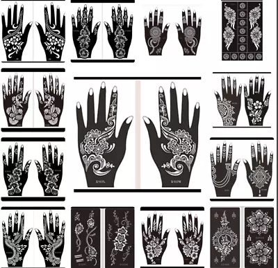 Henna Stencils Hand Mehndi Art Template Lace Body Temporary Tattoo Mehandi Stick • £3.99