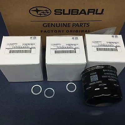 $33.99 • Buy Genuine Subaru Engine Oil Filter & Crush Gasket (3 Pack) All 6 Cyl 15208AA031 Oe