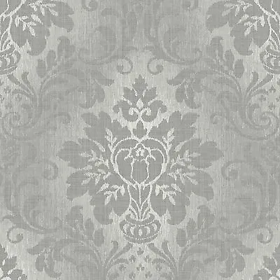 £14.59 • Buy Grandeco Wallpaper - Luxury Royal Damask - Fabric - Grey Silver Glitter - A10904