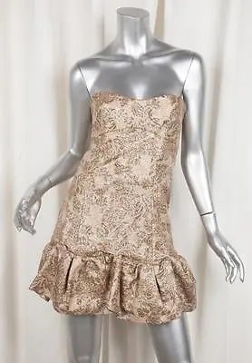 D&G By DOLCE & GABBANA Womens Beige Metallic Jacquard Strapless Dress 36/0 XS • $204