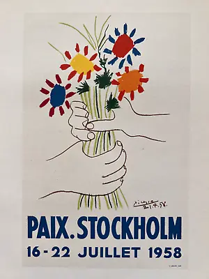 1959 Pablo Picasso Poster   Paix Stockholm  Original Mourlot  Lithograph • $59