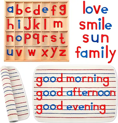 Montessori Letters Movable Wood Alphabet With Box And Large Mat Small Wooden Alp • $48.99