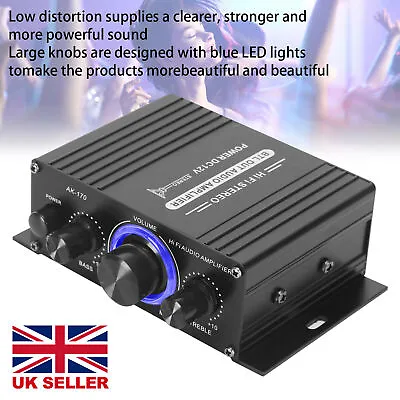 Power Digital Amplifier HIFI Mini Stereo Audio Amplifier USB FM Mic Home Car • £10.89