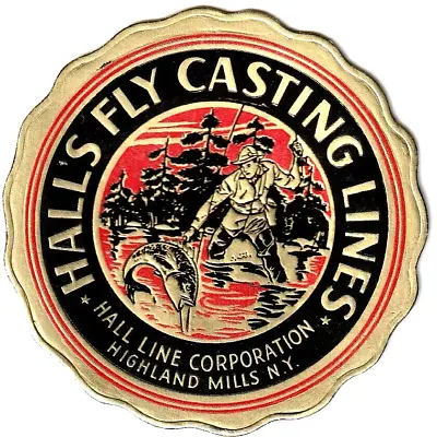 HALL'S FLY CASTING LINES FISHING LINE SPOOL LABEL Foil Vintage Embossed • $8.95
