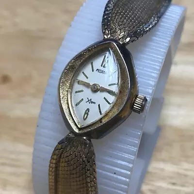 Vintage Medana Watch Xpress Hand Wind Lady Gold Tone Mesh Band Mechanical 6 1/4  • $25.19