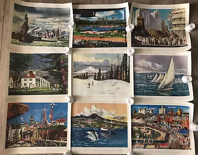 Lot Of 9 Vintage United Airlines Millard Sheets Prints In Original Mailing Tube • $130