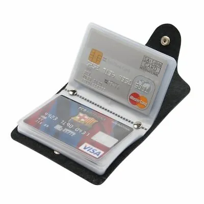 Business / Credit Card Holder 24 Cards Faux Leather ID Pocket Wallet Purse New • £3.95