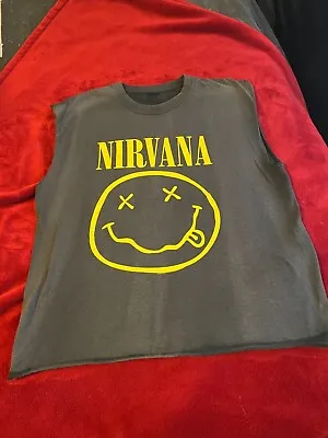 Vintage Faded Black Thrashed 90s Nirvana Band Tee • $77