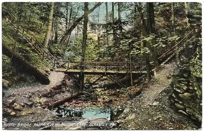 1908 Scranton Pennsylvania PA Paupack Glen Moosic Lake Rustic Bridge Postcard • $14.95