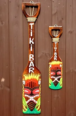 £14.85 • Buy Tiki Bar Sign Oar Decoration Hand Carved Painted Garden Pub Paddle Accessories
