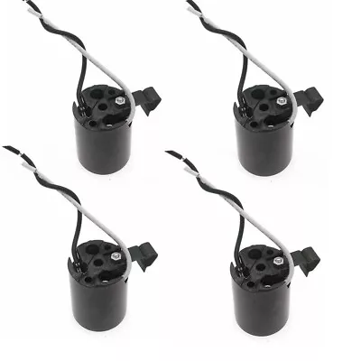 4x Medium Base E26 Fixture Socket Keyless Lamp Bulbs Holder With Clip Black C335 • $8.99